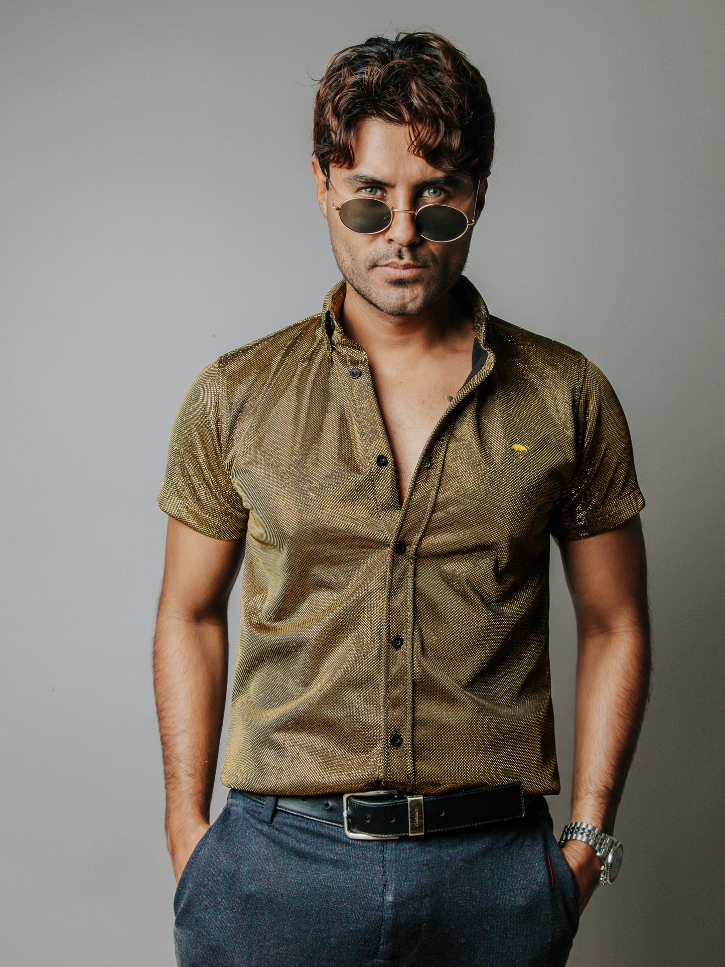 Camisa Slim fit, Oro Brillos