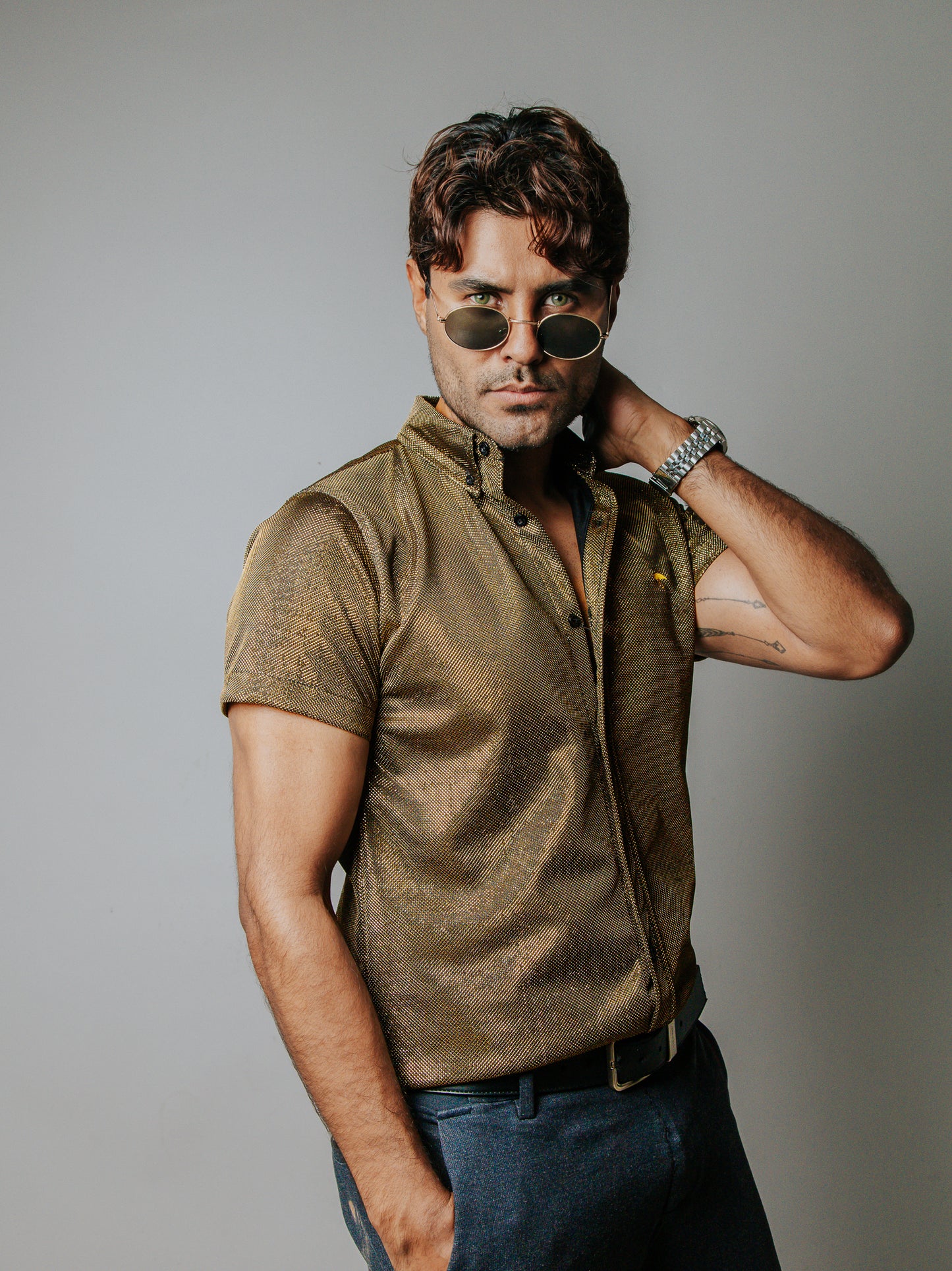 Camisa Slim fit, Oro Brillos