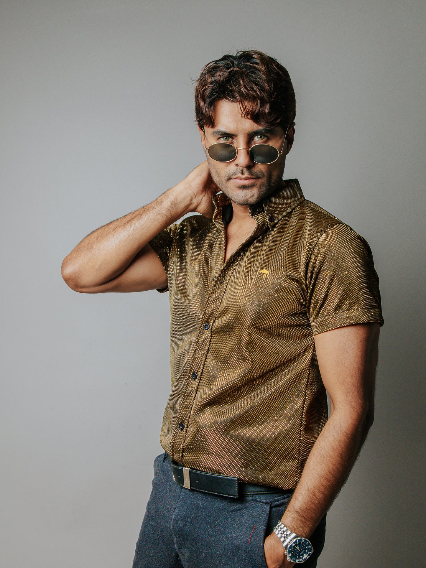 Camisa Slim fit, Oro Brillos