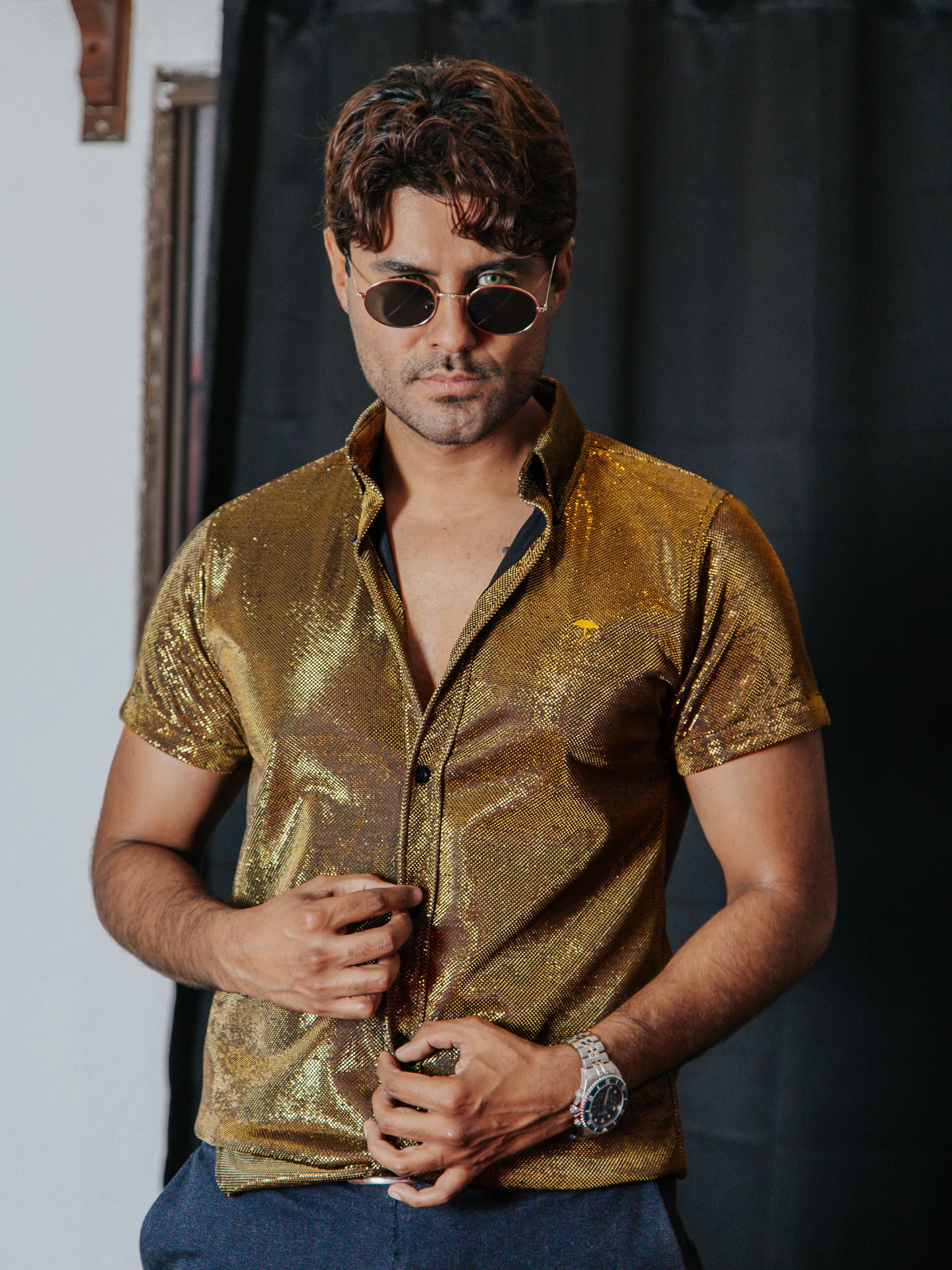 Camisa Slim fit, Oro Brillos