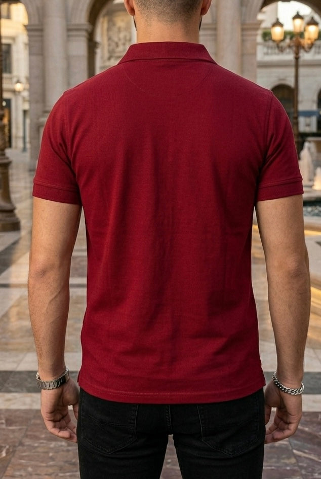 Playera Tipo Polo Rojo Intenso