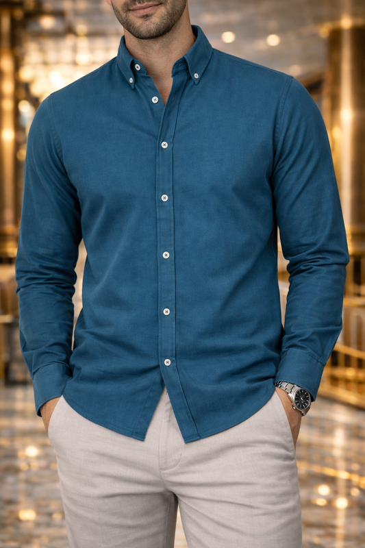 Camisa Azul Manga Larga Slim Fit