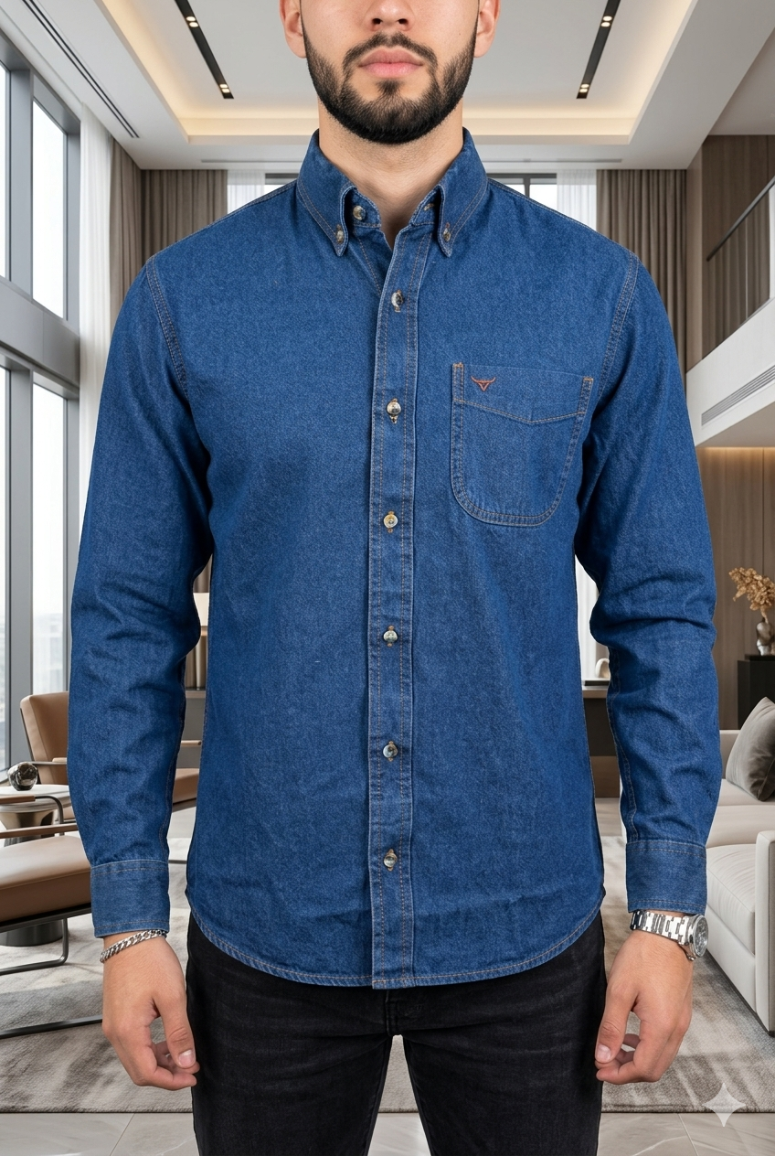 Camisa Mezclilla Azul Slim Fit