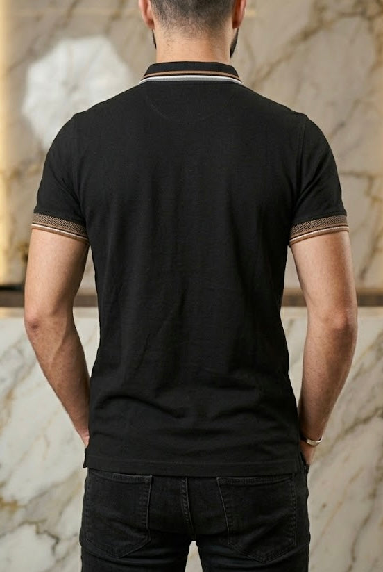 Playera Polo Negra Lisa