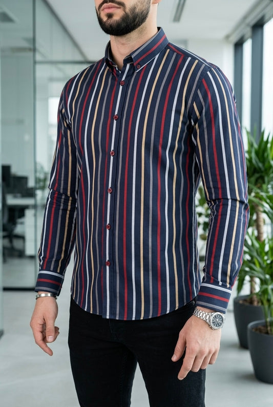 Camisa Azul Rayas Colores