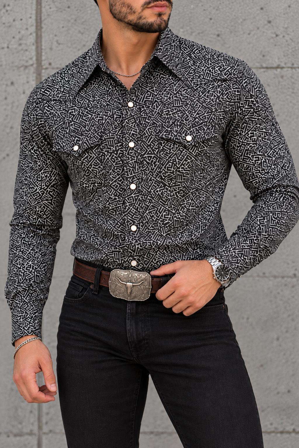 Camisa Vaquera Con Bolsas Laberinto