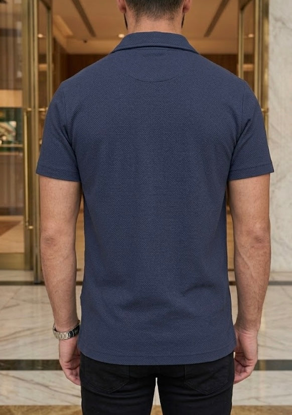 Camisa Manga Corta Lisa Azul OS