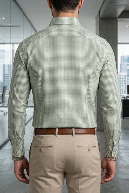 Camisa Manga Larga Mini Cuadros Verdes