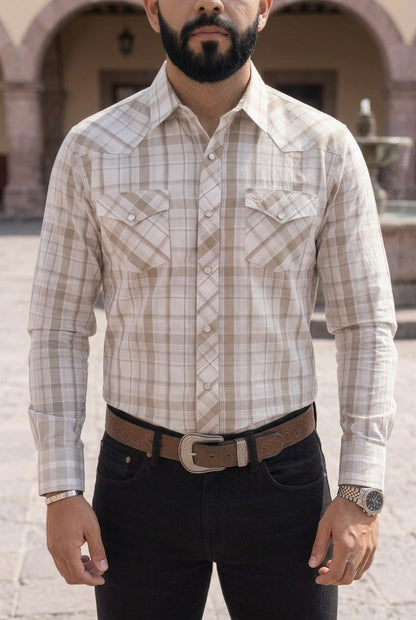 Camisa Vaquera Blanca Rayas Arena