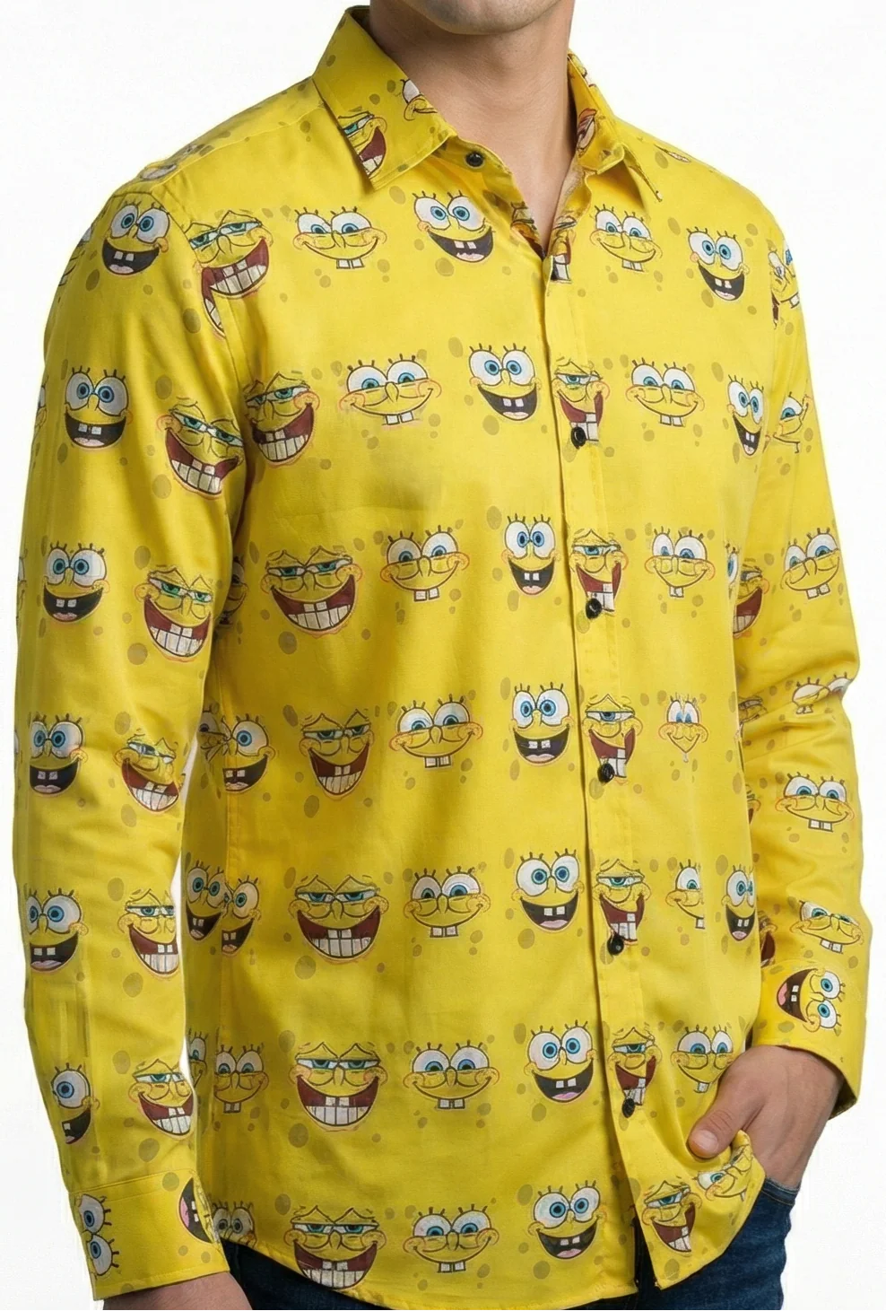Camisa Hombre Casual Amarilla Bob Esponja