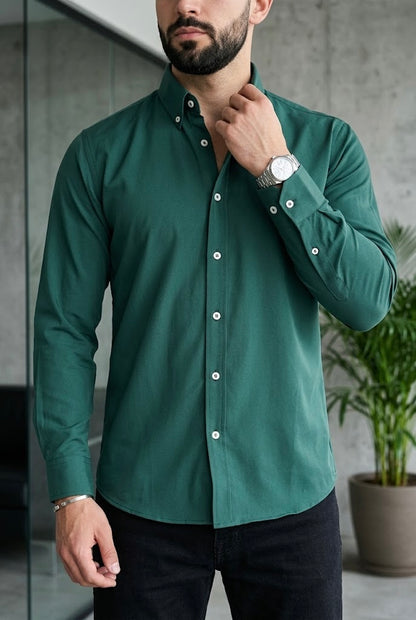 Camisa Verde Manga Larga Slim Fit | #2217