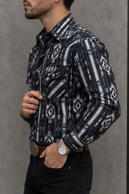 Camisa Vaquera Con Bolsa Azul Y Negro