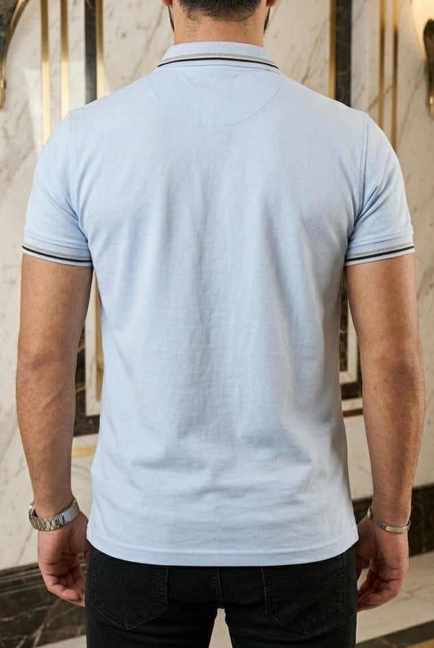 Playera Polo Slim Fit Azul Cielo