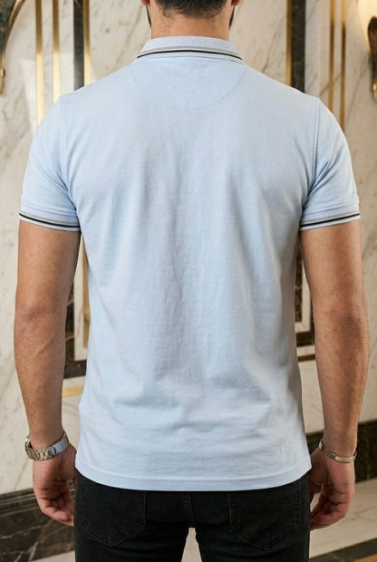 Playera Polo Slim Fit Azul Cielo