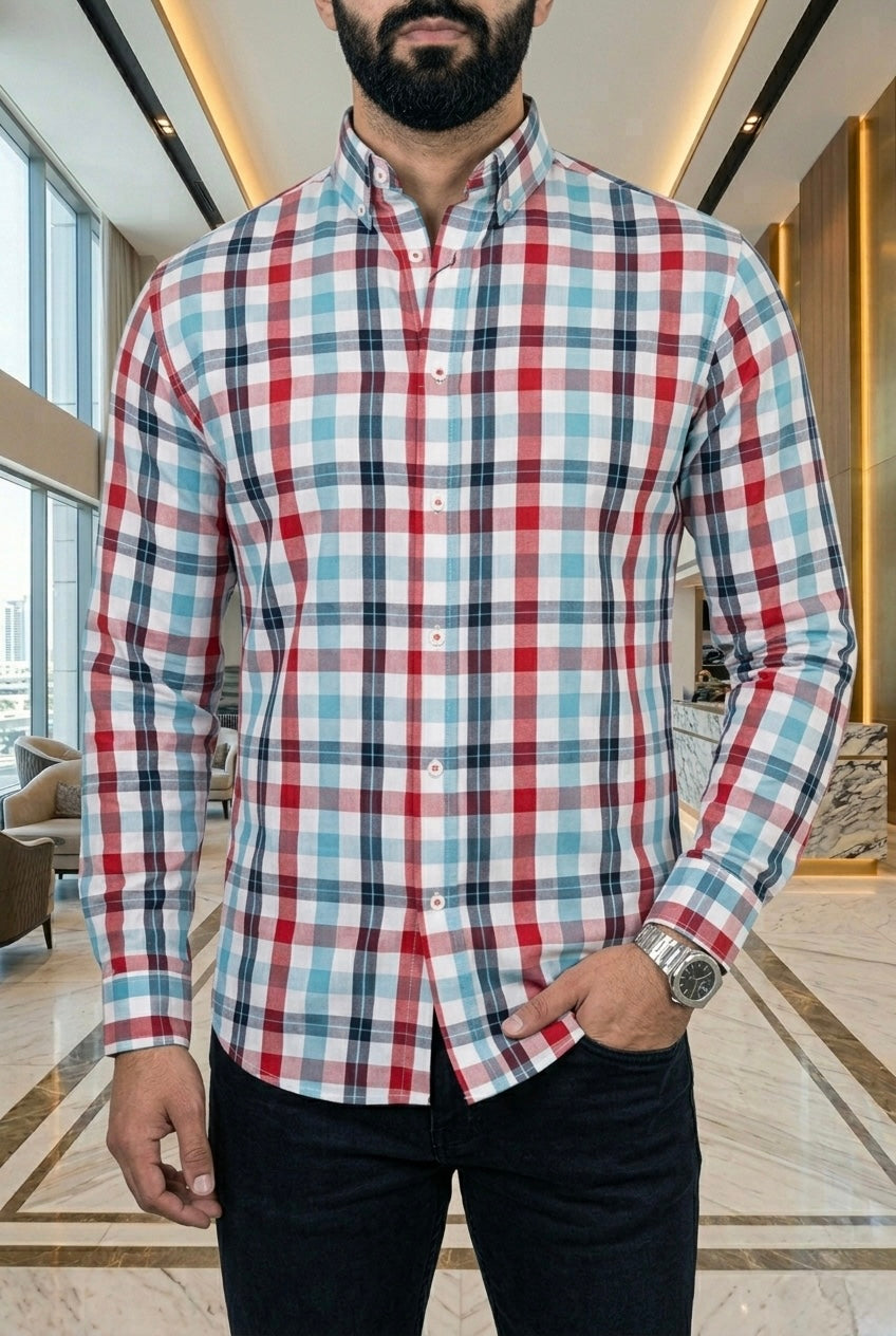 Camisa Cuadros Rojos, Azules, Blancos