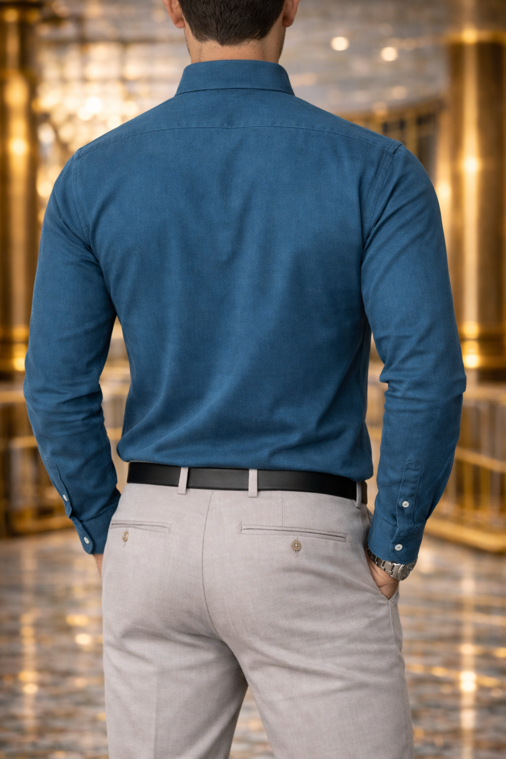 Camisa Azul Manga Larga Slim Fit