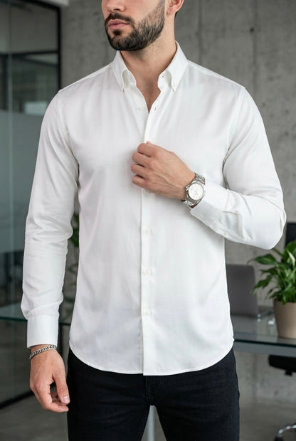 Camisa Manga Larga Blanca Lisa