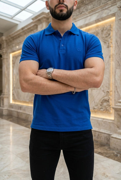 Playera Tipo Polo Azul Rey