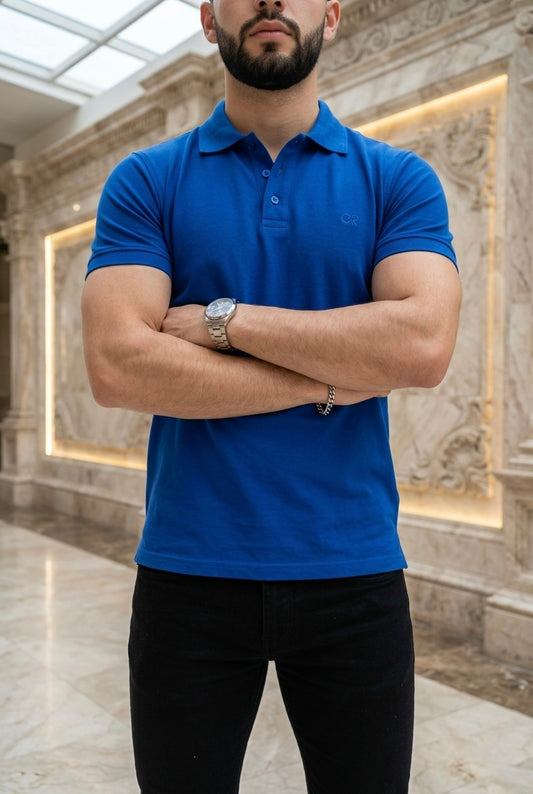 Playera Tipo Polo Azul Rey
