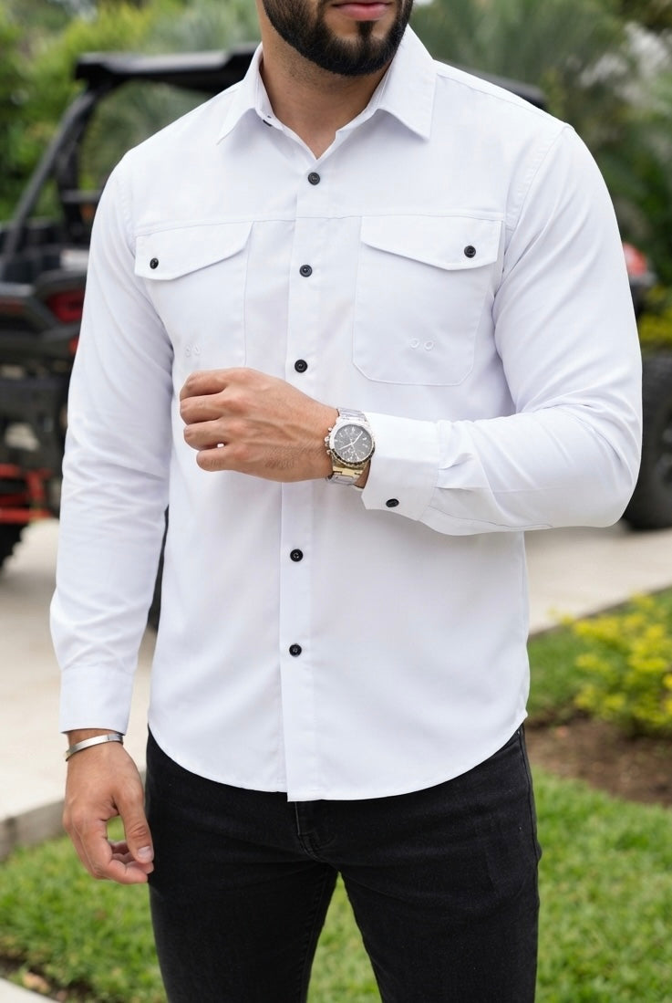 Camisa Manga Larga Pesca Blanco