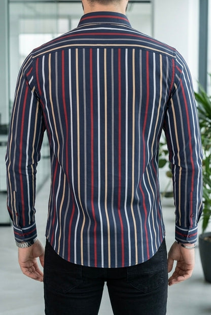 Camisa Azul Rayas Colores