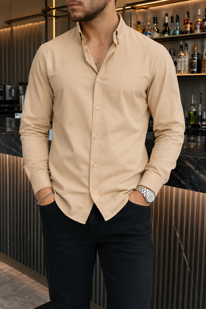 Camisa Manga Larga Lisa Beige