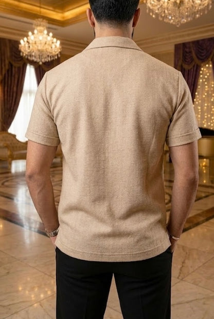 Camisa Manga Corta Lisa Café Claro