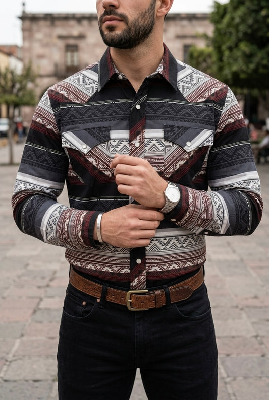 Camisa Vaquera Con Bolsas Bicolor