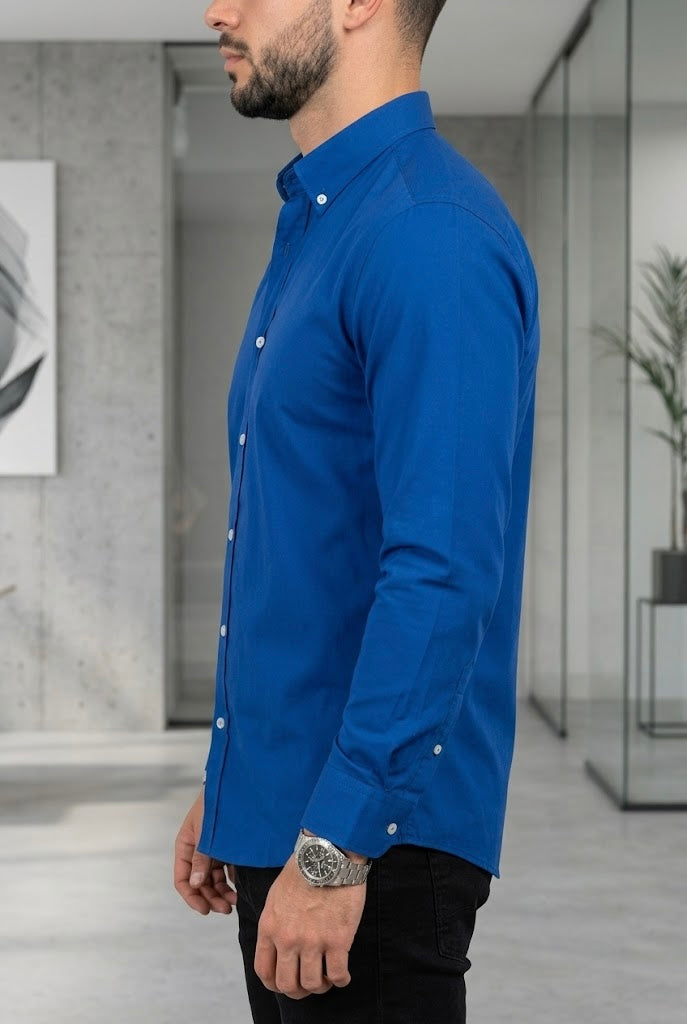 Camisa Manga Larga Azul Rey