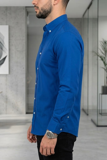 Camisa Manga Larga Azul Rey