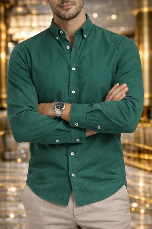 Camisa Verde Manga Larga Slim Fit
