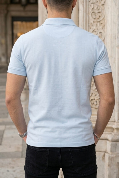 Playera Tipo Polo Azul Cielo