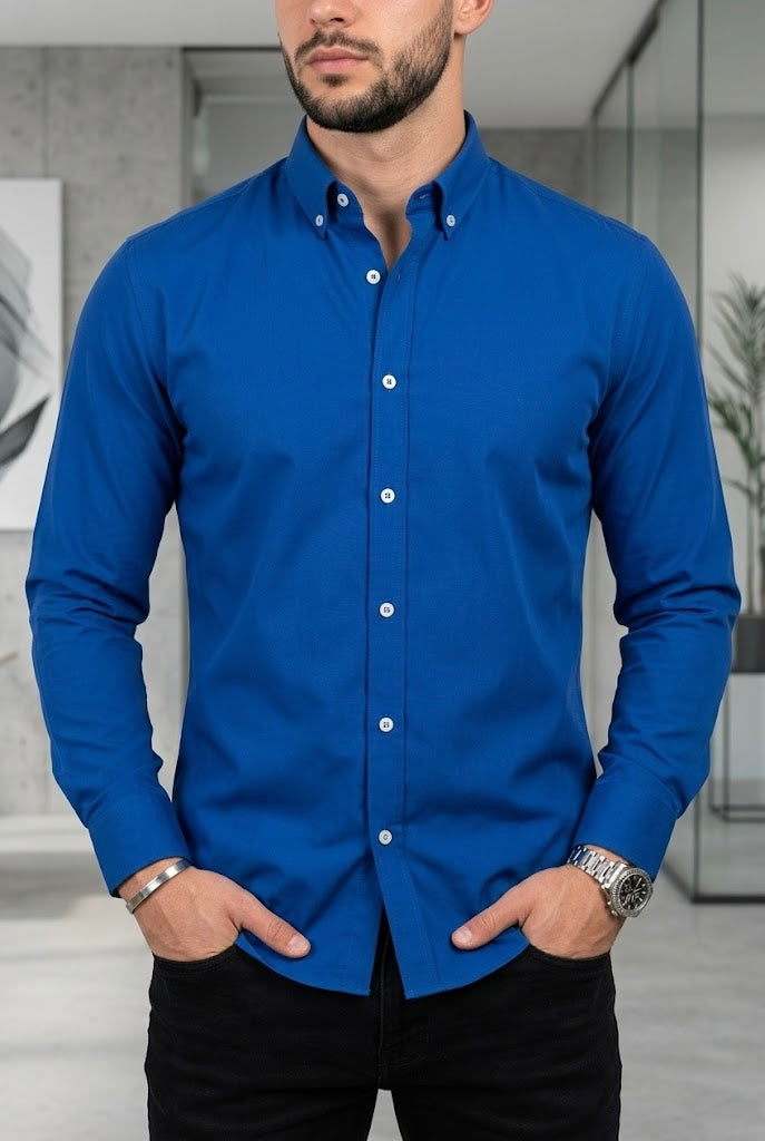 Camisa Manga Larga Azul Rey