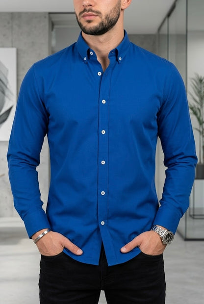 Camisa Manga Larga Azul Rey