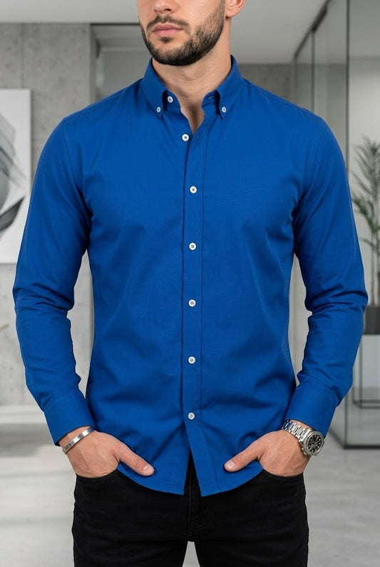 Camisa Manga Larga Azul Rey