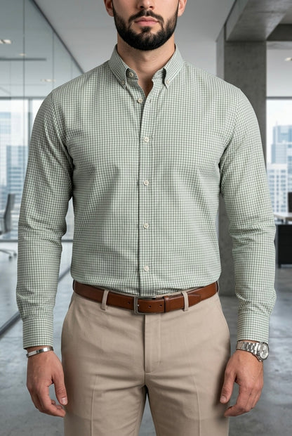 Camisa Manga Larga Mini Cuadros Verdes