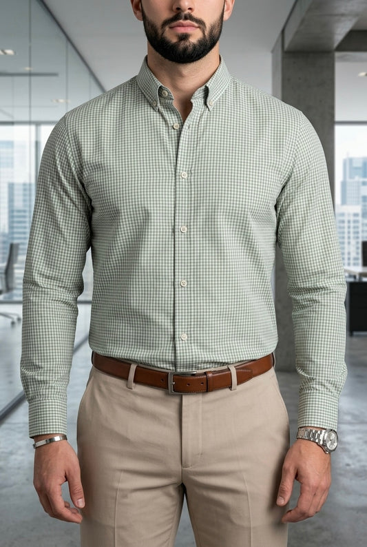 Camisa Manga Larga Mini Cuadros Verdes