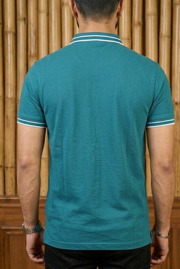 Playera Tipo Polo Azul Aqua Lisa