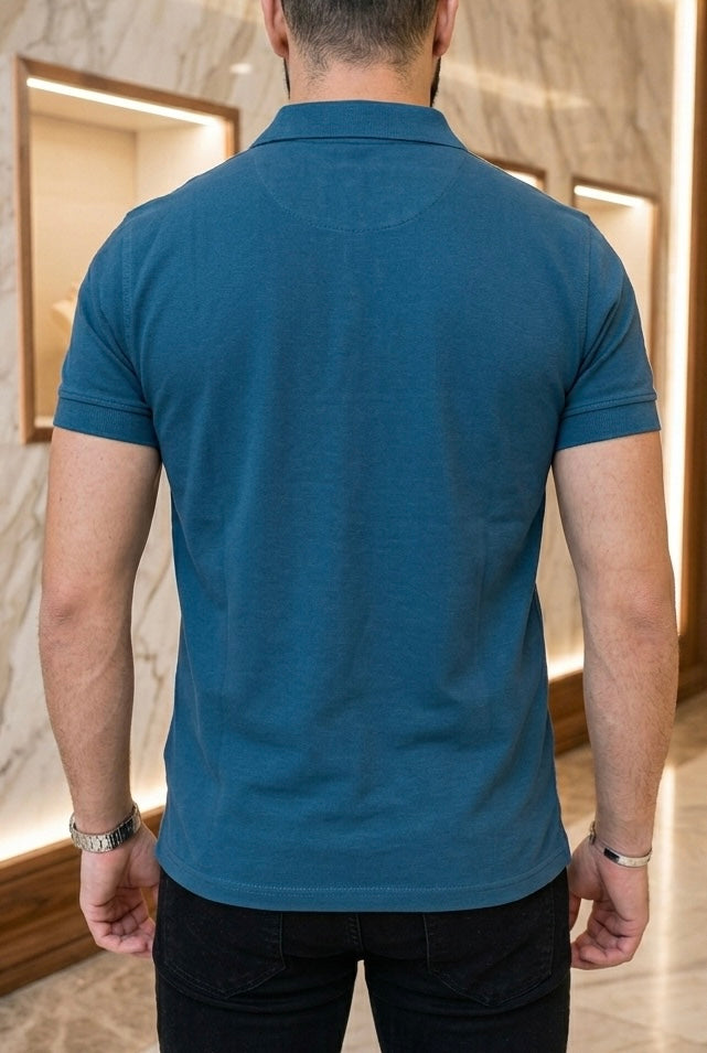 Playera Tipo Polo Azul Turquesa