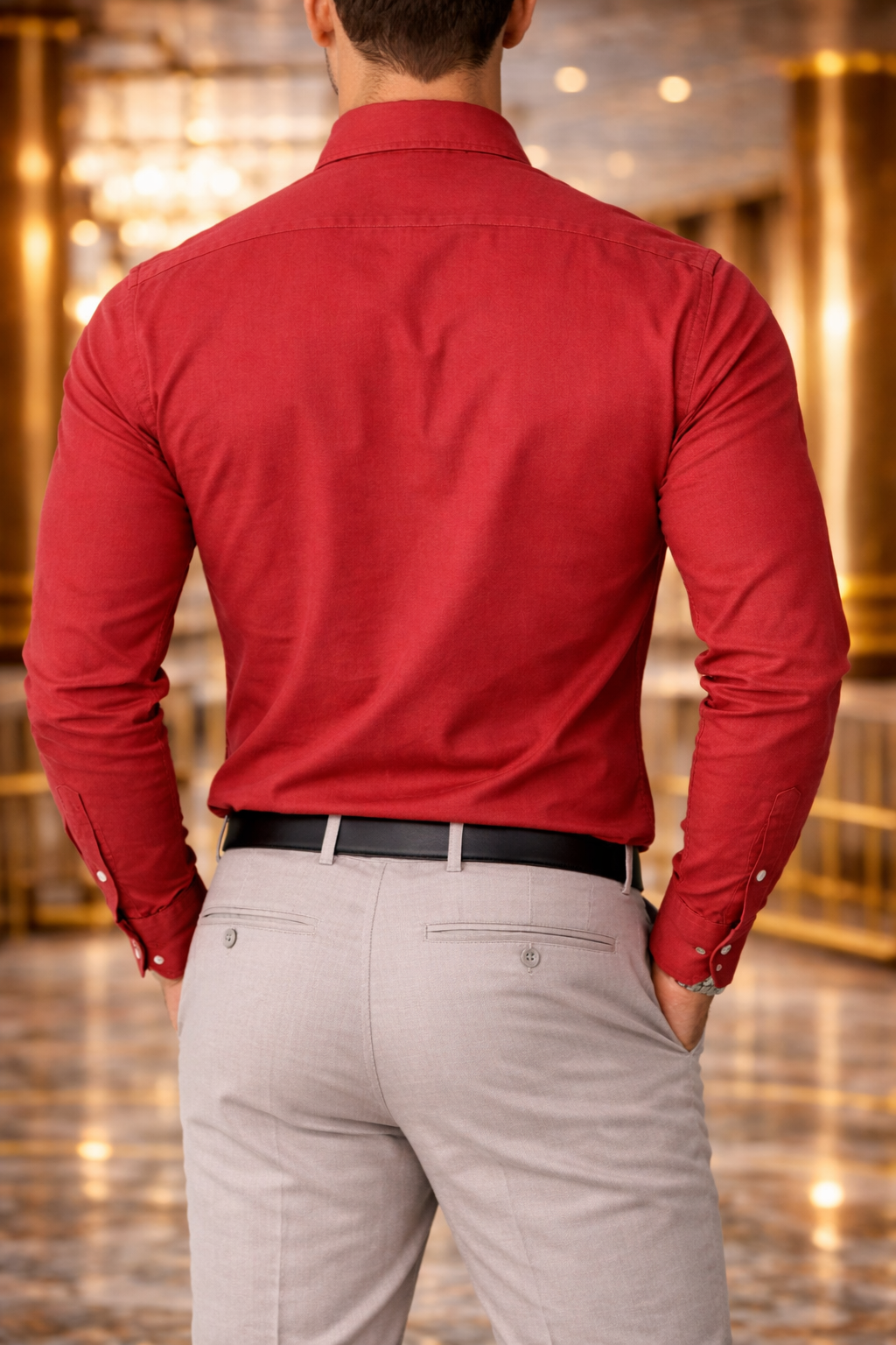 Camisa Roja Manga Larga Slim Fit