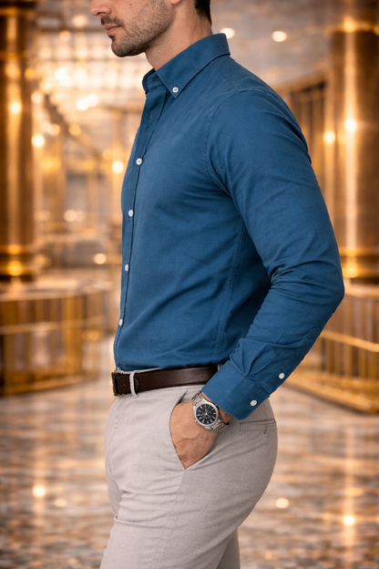 Camisa Azul Manga Larga Slim Fit