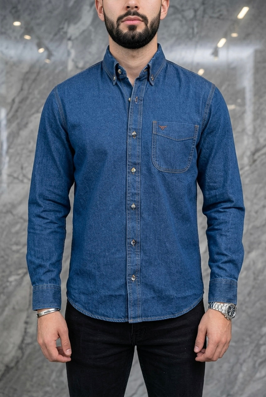 Camisa Mezclilla Azul Slim Fit