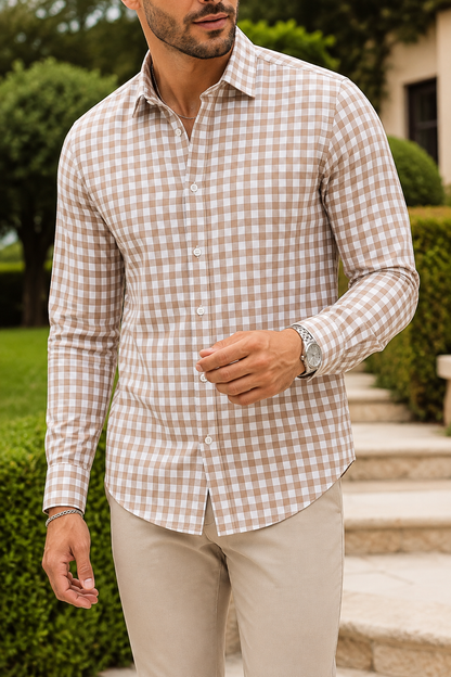 Camisa Manga Larga Cuadros Arena