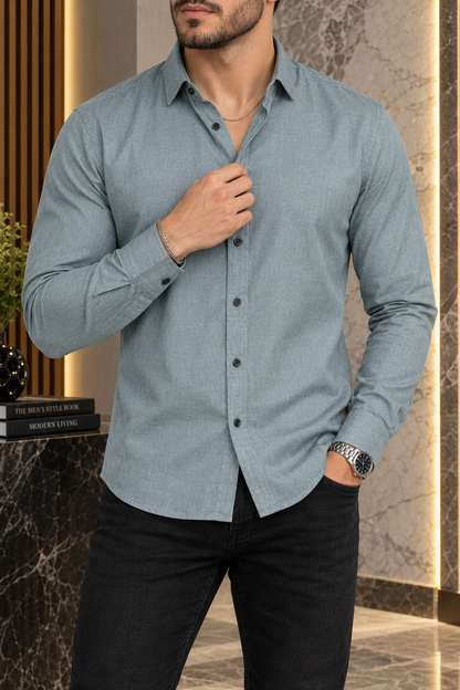 Camisa Manga Larga Lisa Plata