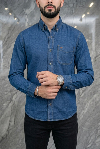 Camisa Mezclilla Azul Slim Fit
