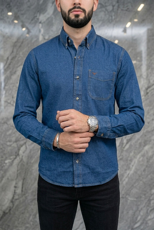Camisa Mezclilla Azul Slim Fit