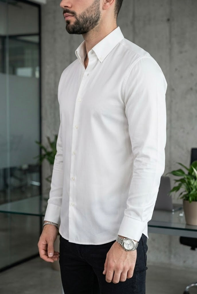 Camisa Manga Larga Blanca Lisa