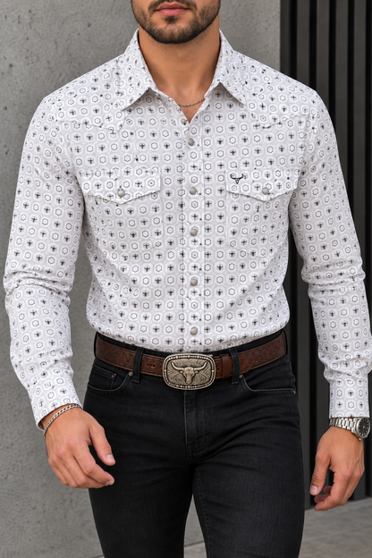 Camisa Vaquera Con Bolsas Blanca Minimal