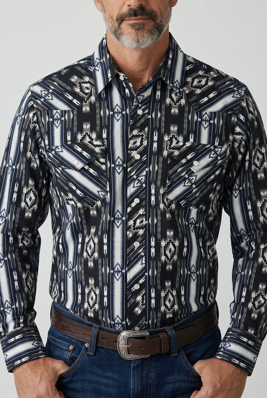 Camisa Vaquera Con Bolsas Azul, Detalles Blancos