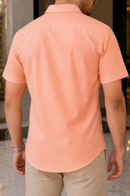 Camisa Manga Corta Lisa Color Melón